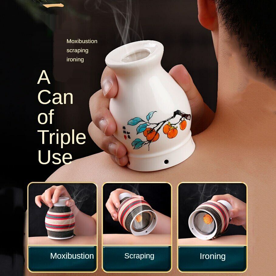 Ceramic Portable Moxibustion Pot Anti Scalding Moxa Box Wormwood Roll Tool 艾灸艾条