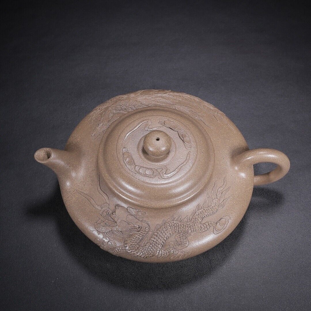 Chinese Yixing Zisha Clay Handmade Exquisite Teapot(龙凤呈祥 底款:曼希陶艺)