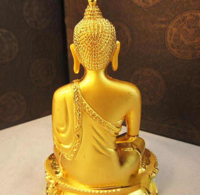 Tibetan Gold Gilt Medicine Buddha Statue Buddhist Healing Altar Decor Gift Box