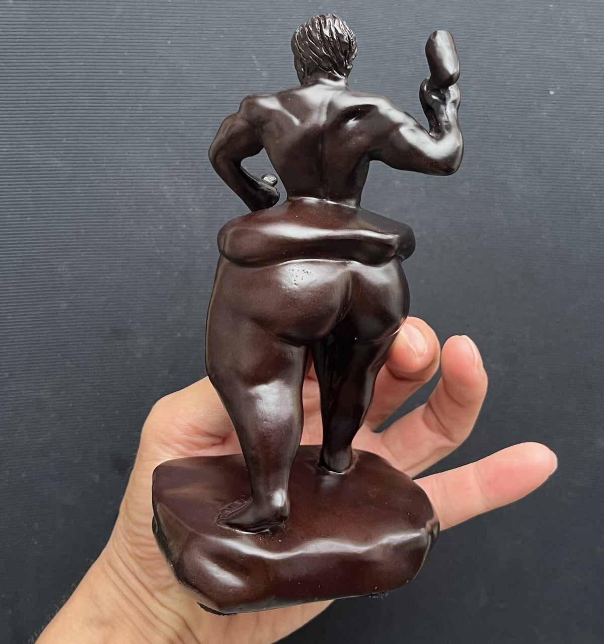 Ebony Wood Self Carving Sculpture Self Made Body Building Fitness Figure Statue