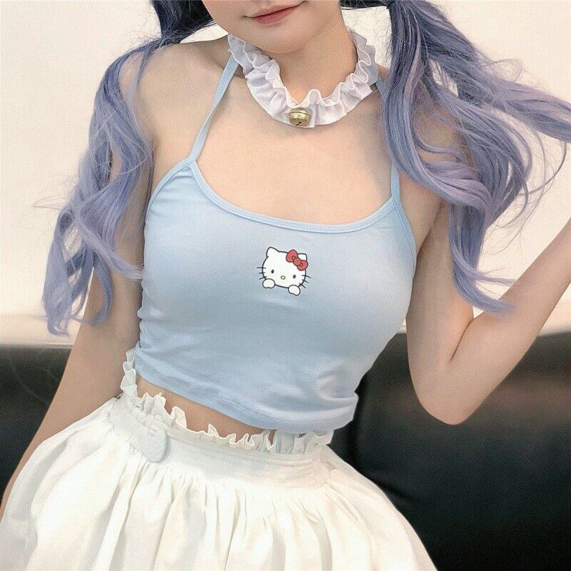 Hello Kitty Cartoon Millennium Spicy Girl Cute Print Tank Top Girl