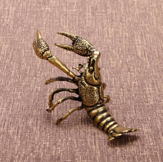 chinese old brass handmade statue casting shrimp collectable