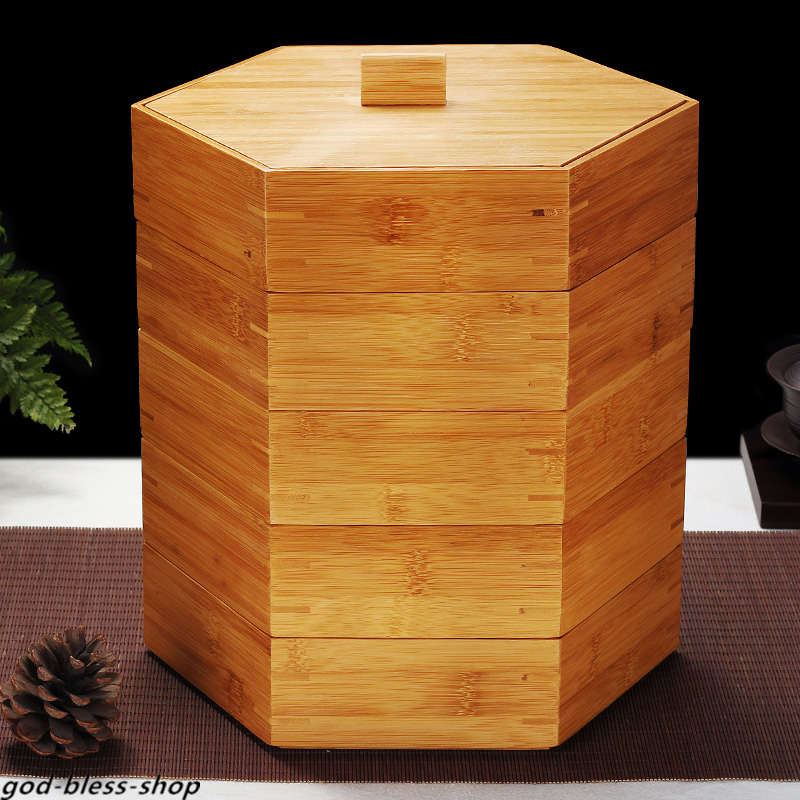Bamboo Box For Pu'er Tea Cake Canister Jar For Loose Tea Multi-functional Box