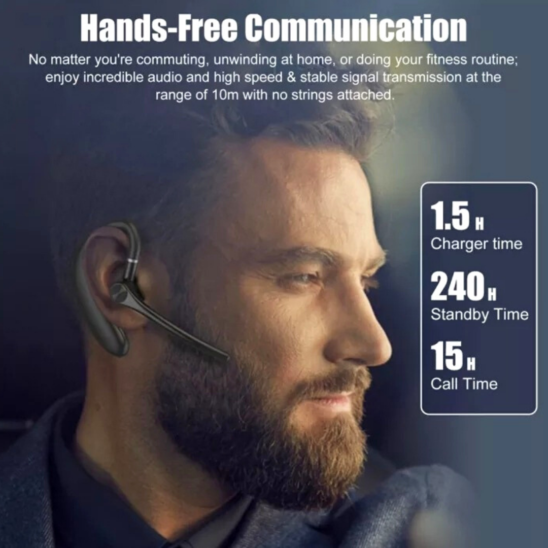 Wireless Bluetooth 5.0 Earpiece Noise Cancelling Headset Driving Trucker Earbuds