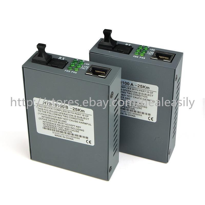 1Pair HTB-3100 A/B Optical Fiber Ethernet Media Fiber Converter SC 10/100M