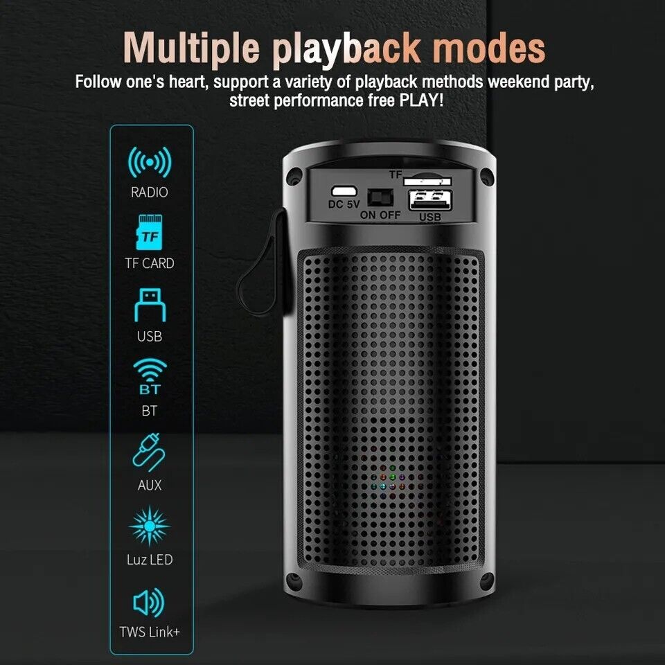 Horn Speaker Portable LED Wireless Speaker with Bluetooth USB/AUX/FM Radio Light