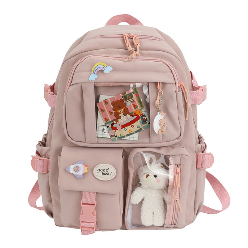 Large Capacity Backpack School Bag Laptop Girls Travel Bag With Pin