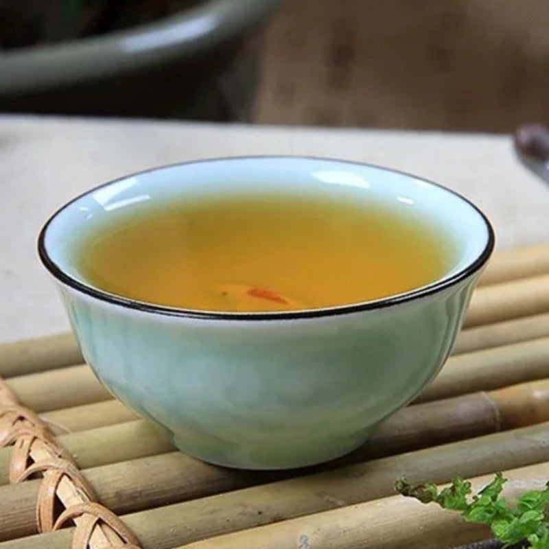40ml Ceramic Chinese Kungfu Tea Cup Handmade Embossed Carp Tasting Cup Tea Set