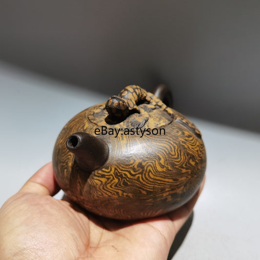 China Yixing Zisha Clay Handmade Carved Lizard Kung Fu Tea Exquisite Teapot 顾景舟