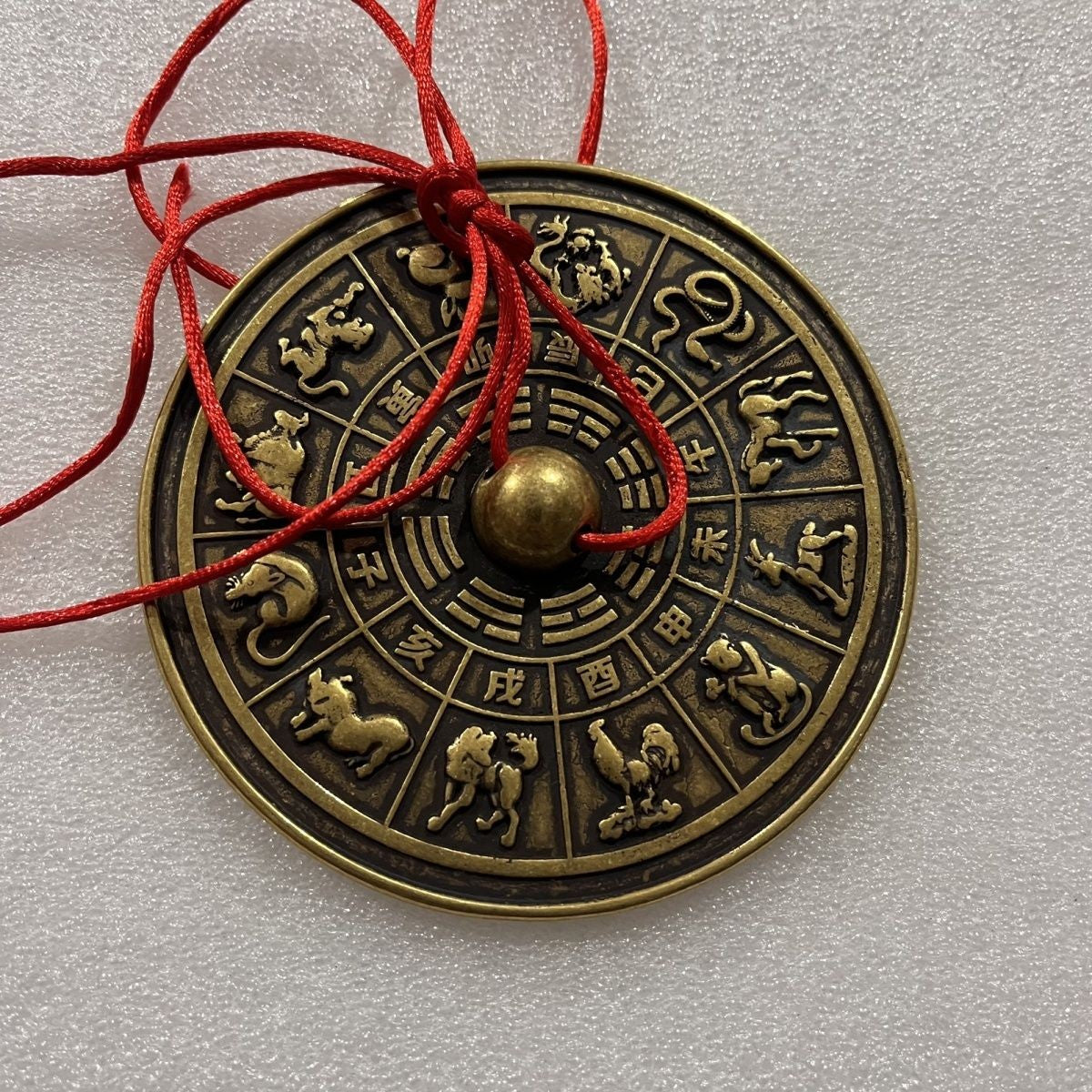 Antique Brass Mirror, 10cm 200g, Chinese Zodiac Bagua, Wedding Mirror