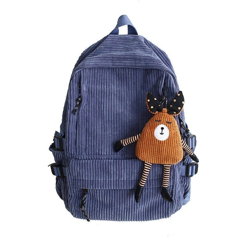 Corduroy Backpack Khaki/Blue/Black Cute Teenage Bag Book Pack Fashion Purse 1 PC
