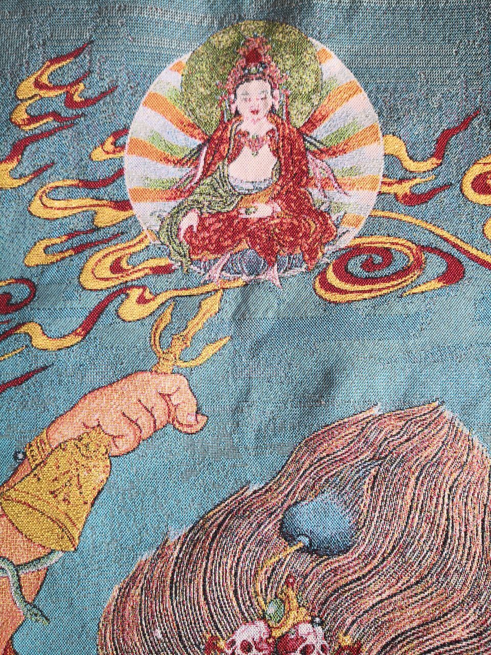 36"Tibet Tibetan Cloth Silk Buddhism Mahakala Wrathful Deity TangkaThangka Mural