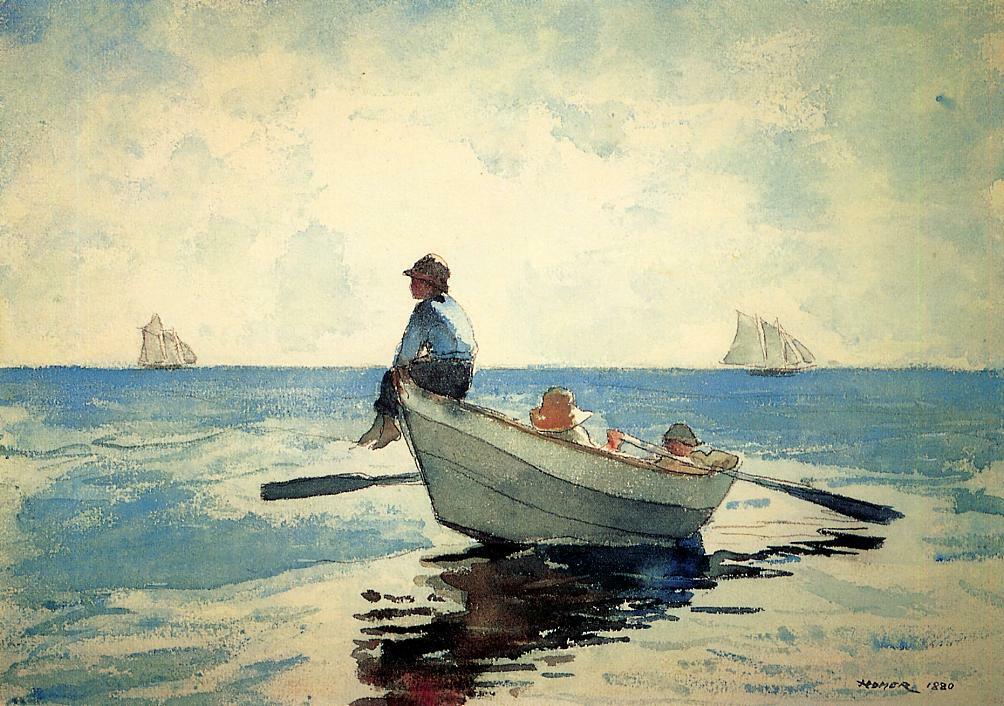 Dream-art Oil painting Boys-Fishing-Gloucester-Harbor-Winslow-Homer handmade art