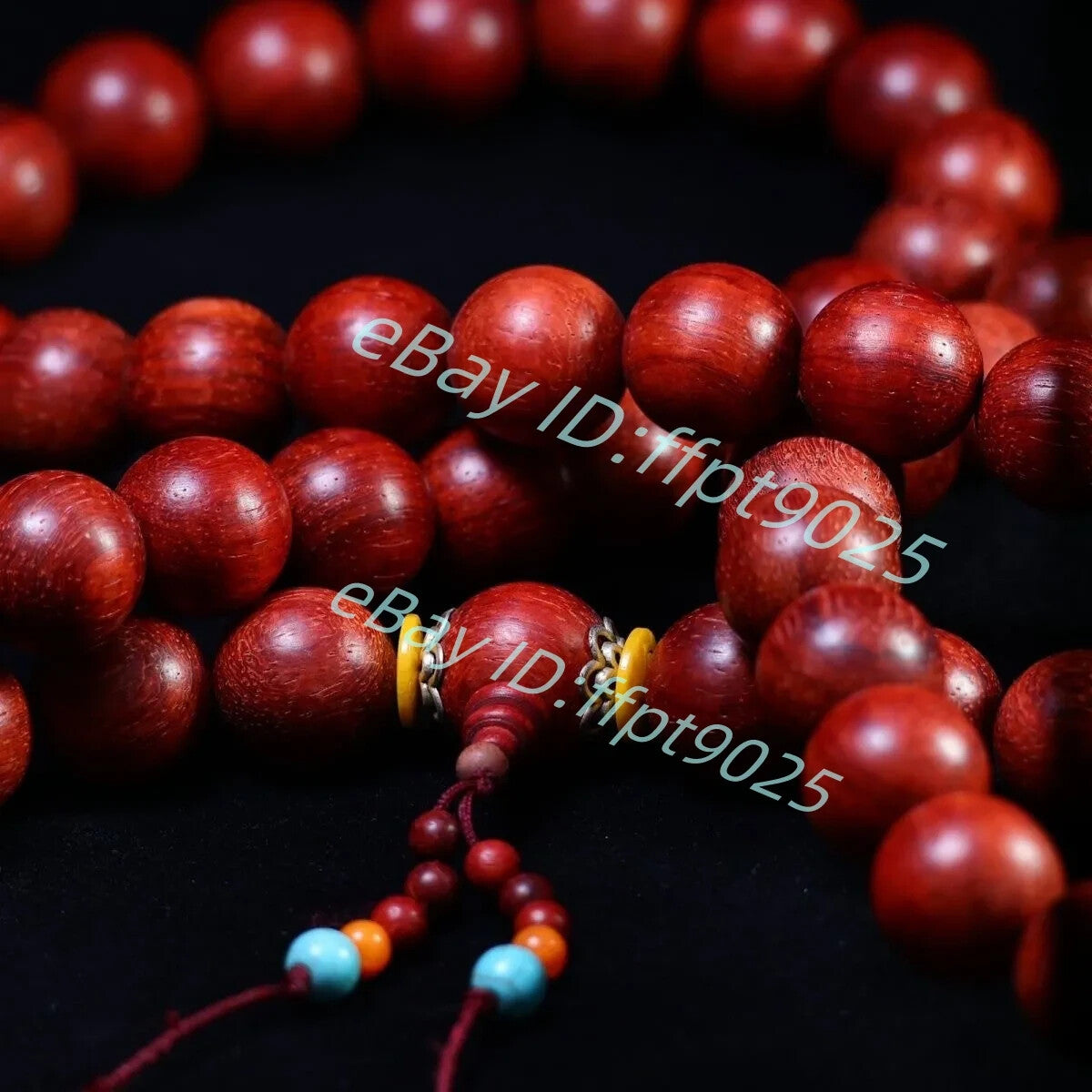 20mm*59 Natural Red Pear Wood Beads Necklace Meditation Buddha Prayer Beads