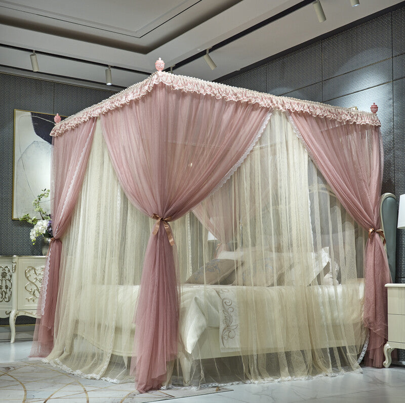 Mosquito Net For Summer Double Layers Bed Netting With Tubes 25mm Canopy Queen