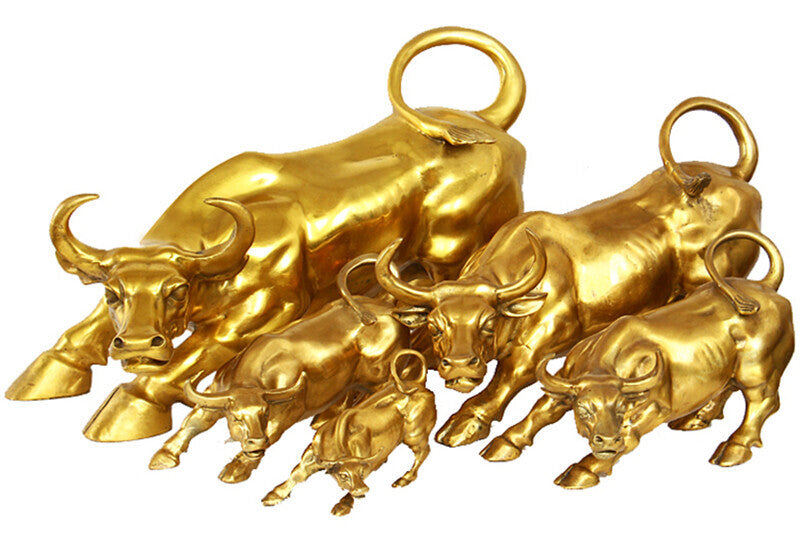Wall Street Bronze Fierce Bull Big OX Statue-Brass 12cm/4.72 Inches Home Decor