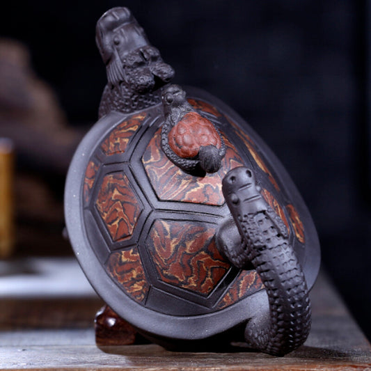 240ml Chinese Yixing Purple Clay Teapot Handmade Dragon Turtle Tea Pot