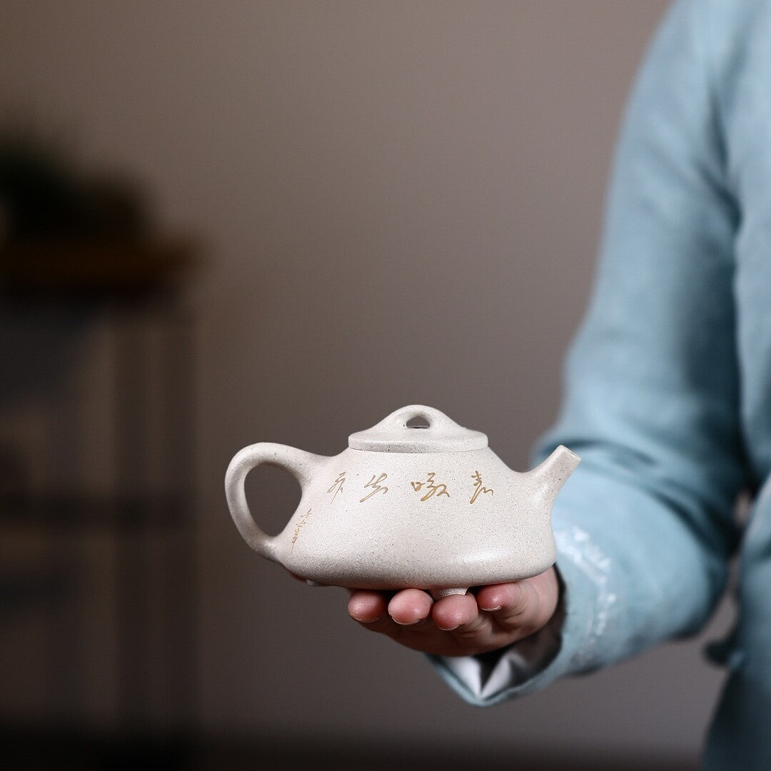 Chinese Tea Pot Real Yixing Zisha White Clay Shipiao Pot Marked Handmade Craft