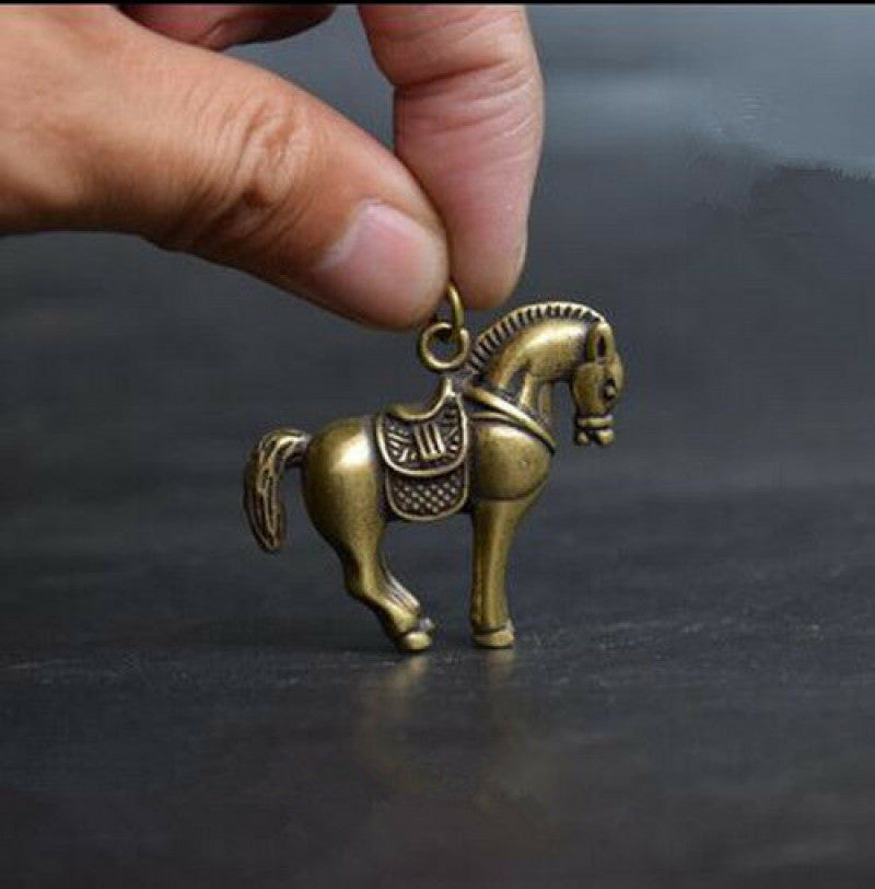 Classic China's archaize pure brass horse small statue Pendant