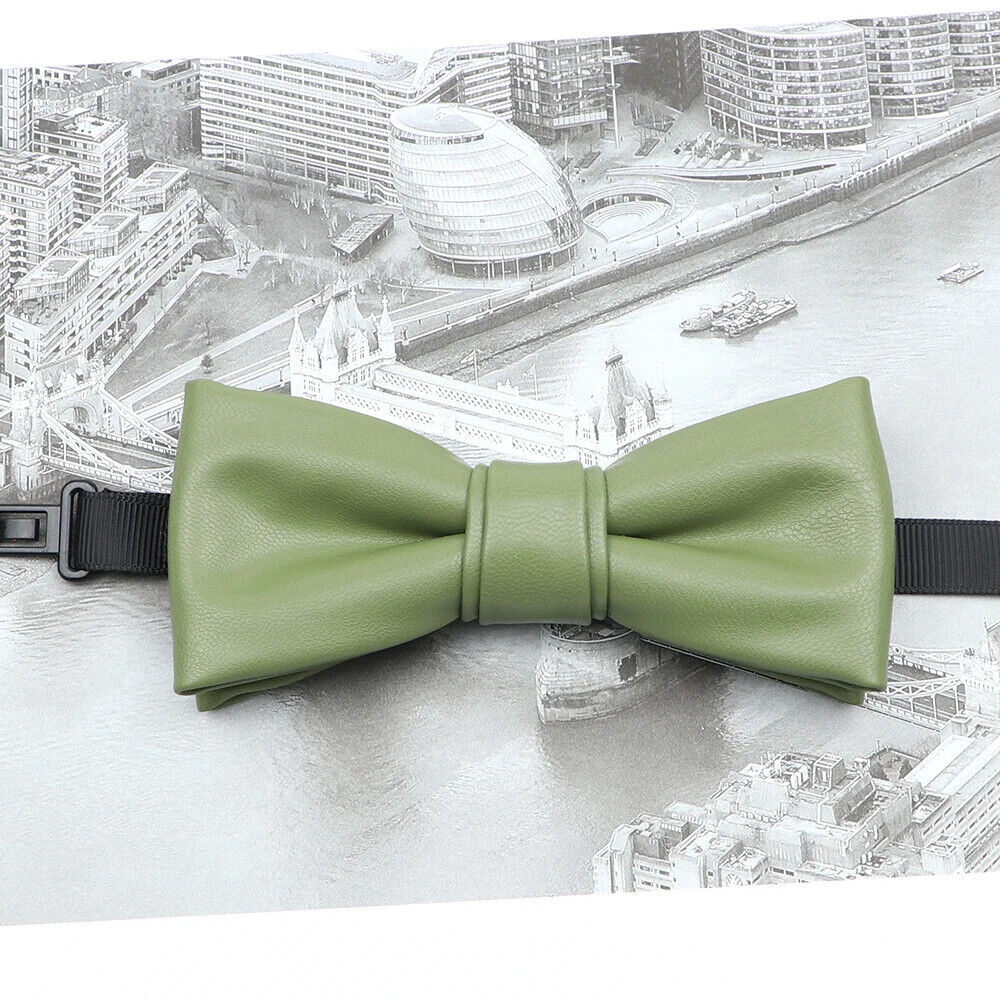 Men Bow Tie PU Leather Patchwork Female Necktie Adult Cravate Wedding Party Wear