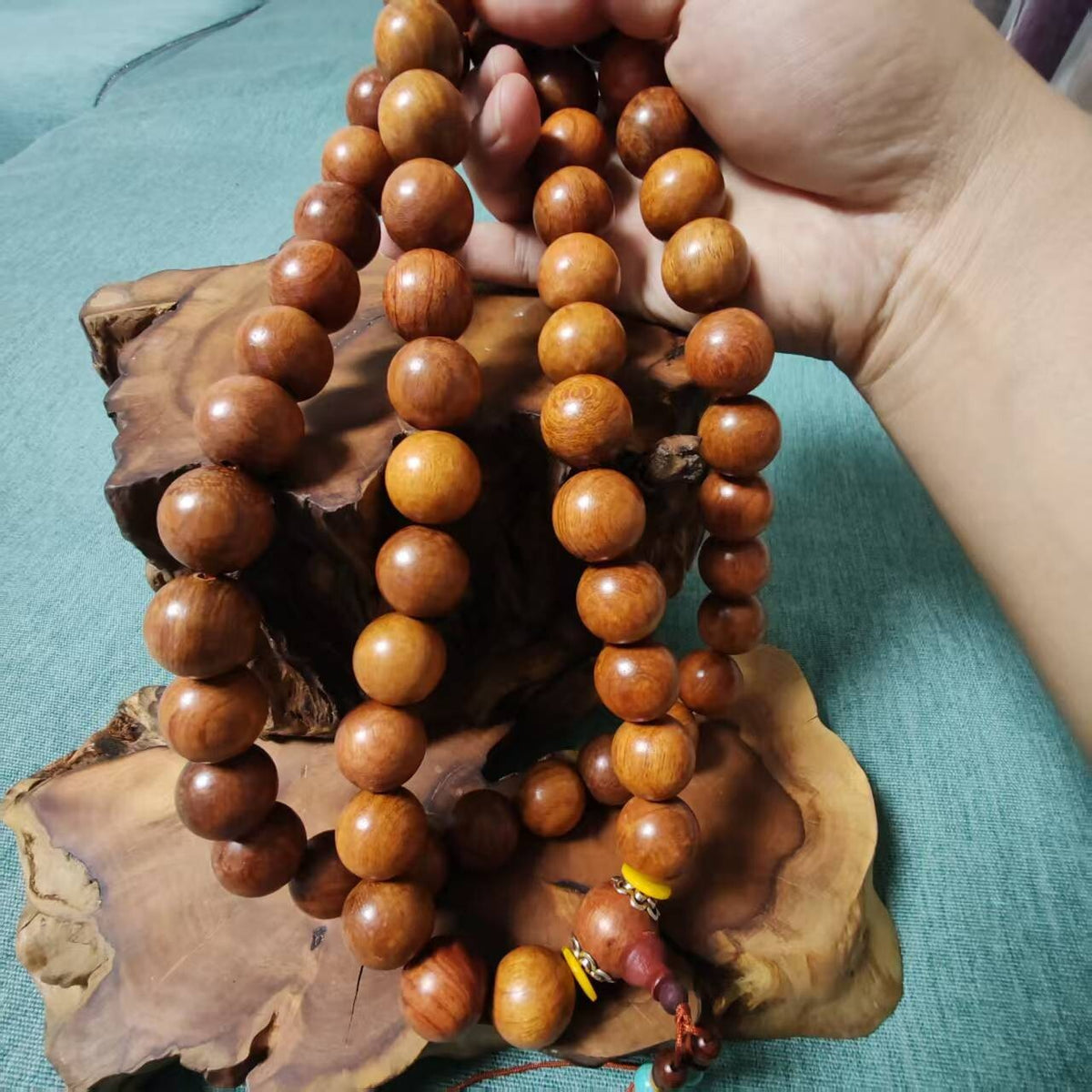 20mm*59 Natural Huanghauli Wood Prayer Beads Shaolin Monks Blessing Necklace