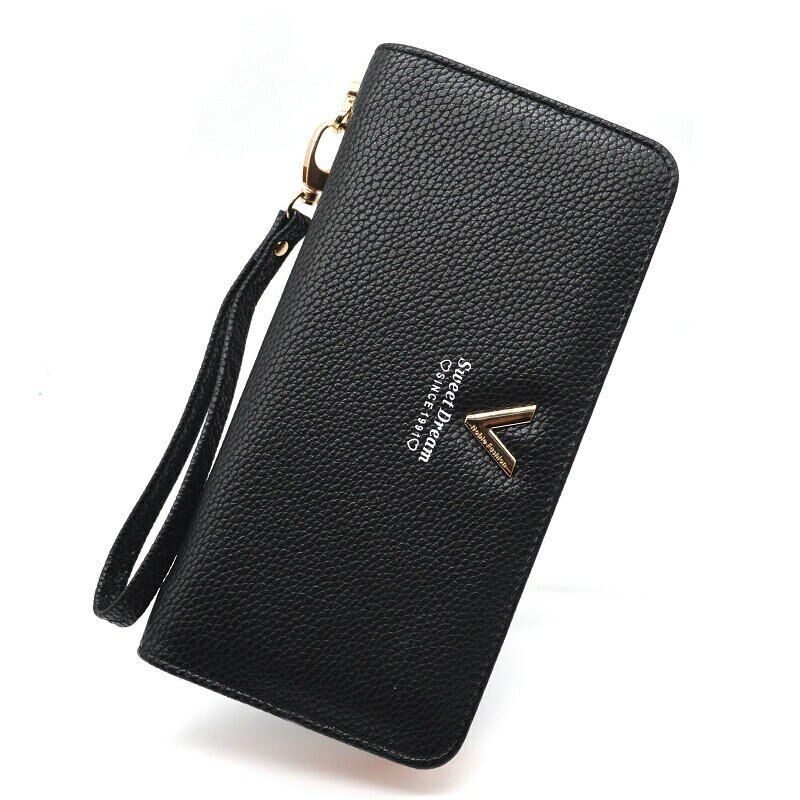 Female Leather Purse Wallets WomenClutch Handbag Ladies Long Clamps Card Holder