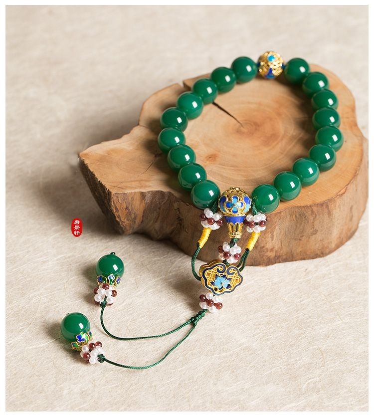 Green Agate Tara Mala Bracelet 10mm 18 Beads Prayer Bead