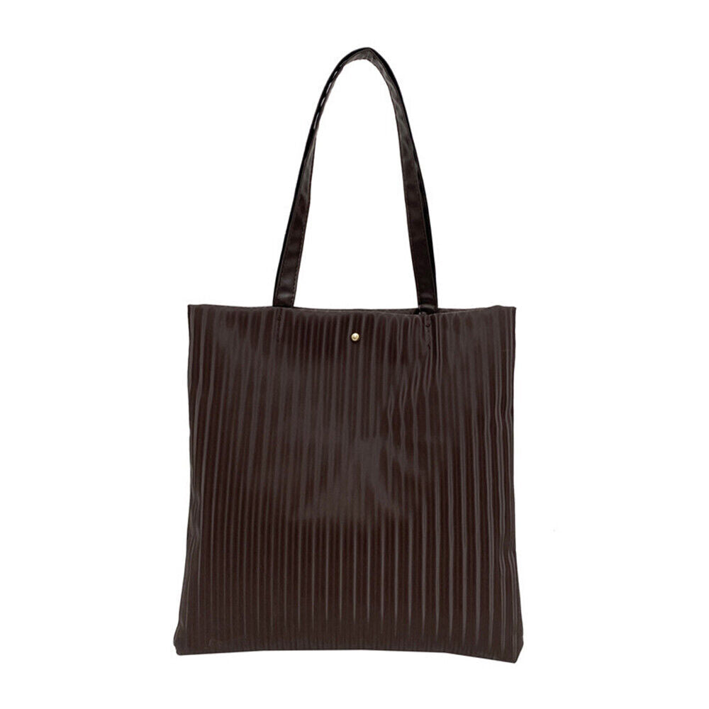 Solid Color Striped Bucket Bag Underarm Bag Large Capacity Tote Bag Zipper