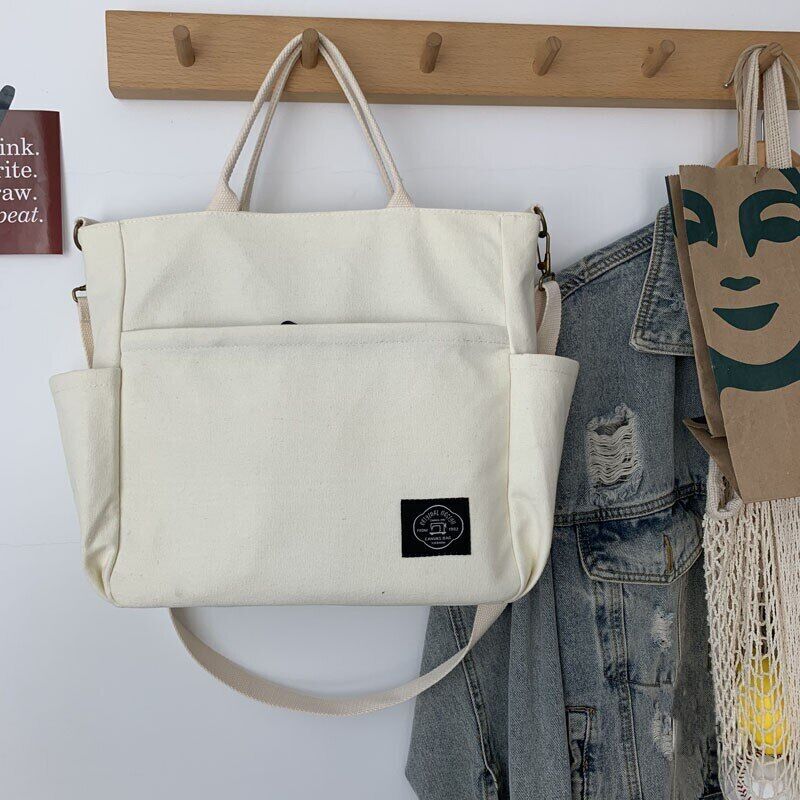 Women's Bags Cotton Canvas Shoulder Bag Crossbody Handbag Zipper Tote Pocket
