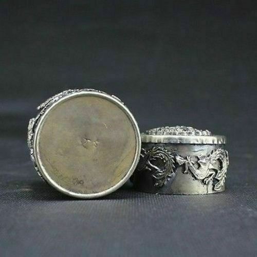 Home Furnishings China Handwork Old Silver Dragon Phoenix Toothpick Box