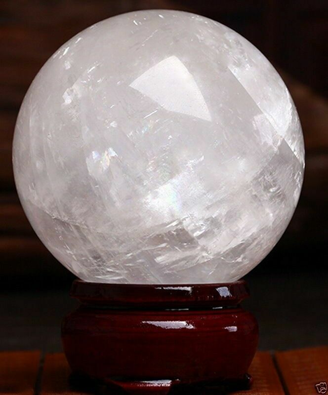 60MM Natural White Calcite Quartz Crystal Sphere Ball Healing Gemstone