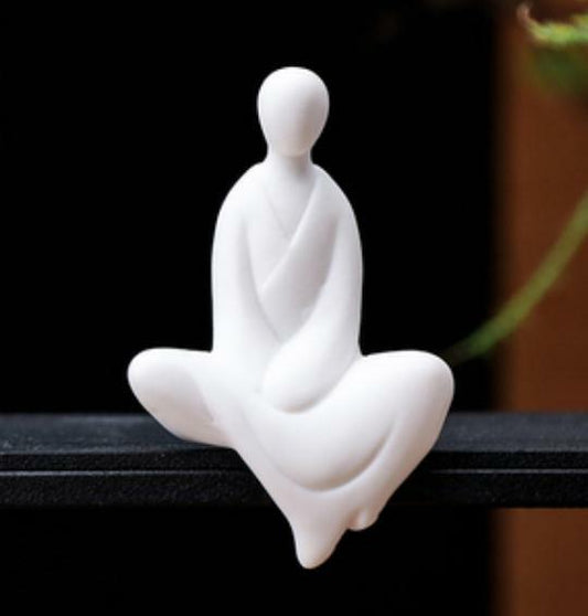 3.1" Chinese White Porcelain Ceramics Buddhism Buddha Figurine Statue Statues 2