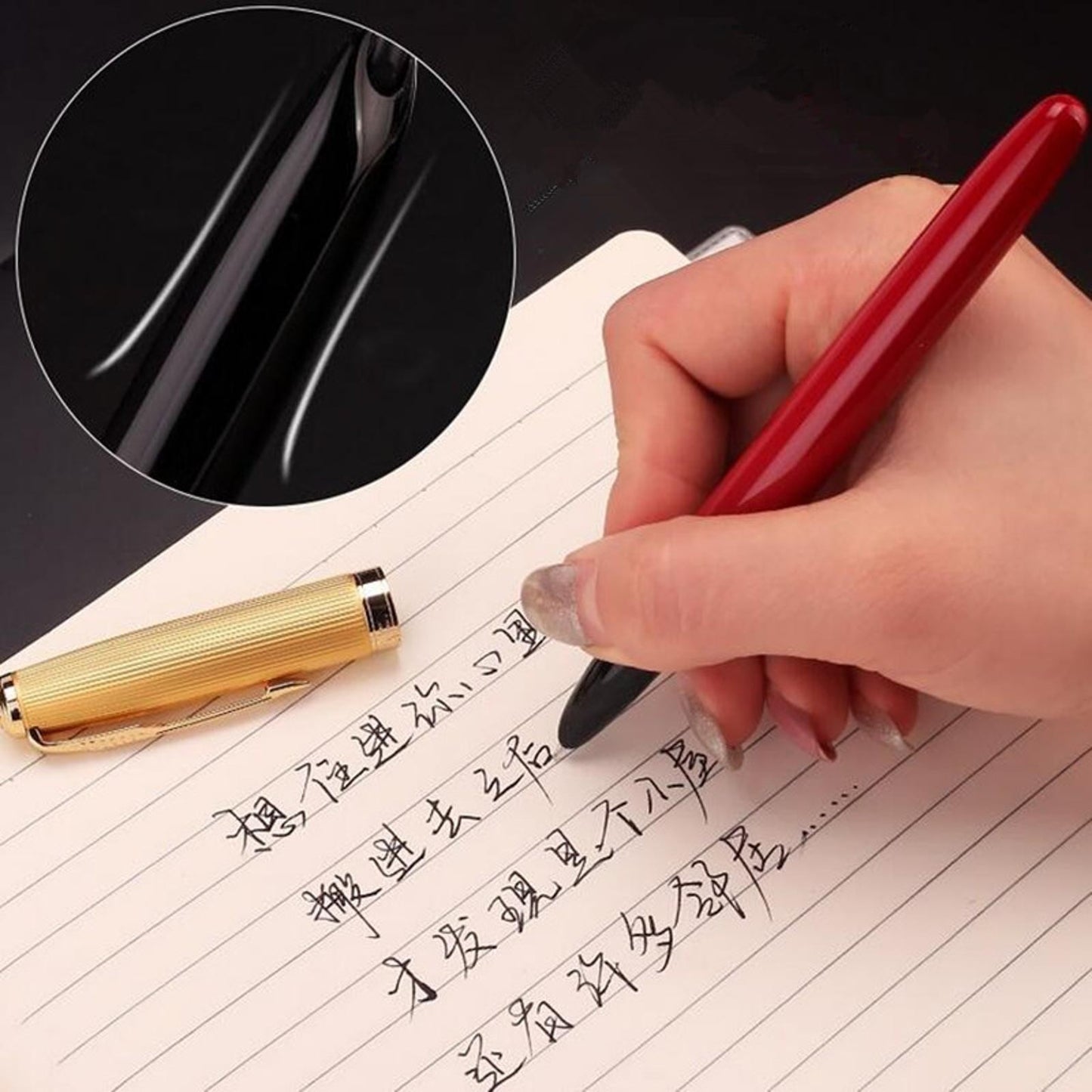 Vintage Jinhao 85 Fountain Pen Golden Clip Extra Fine EF Nib 0.38mm Nice Gift E