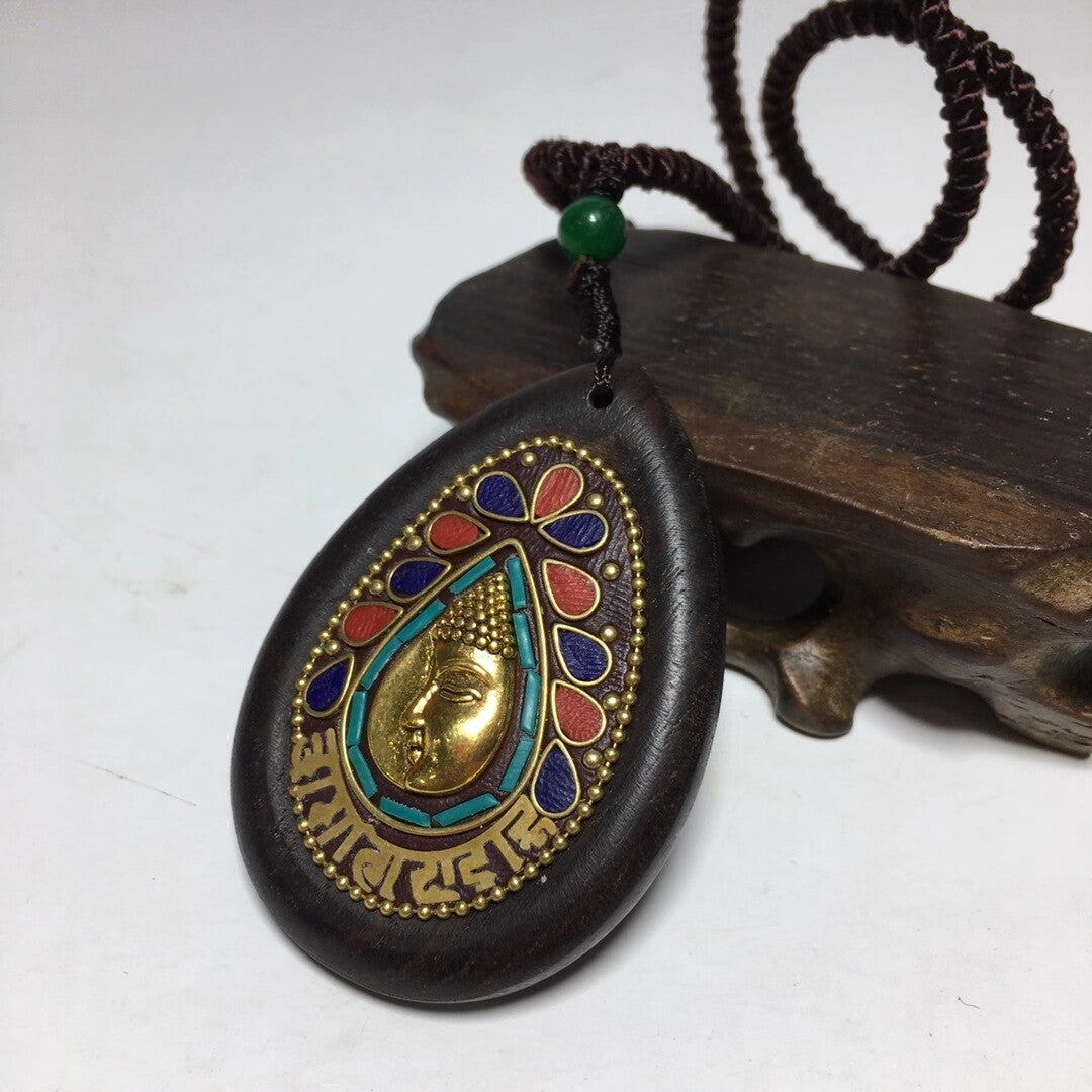Collected Old Ebony Pendant Ethnic Style Charm Buddhist Statue Pendant