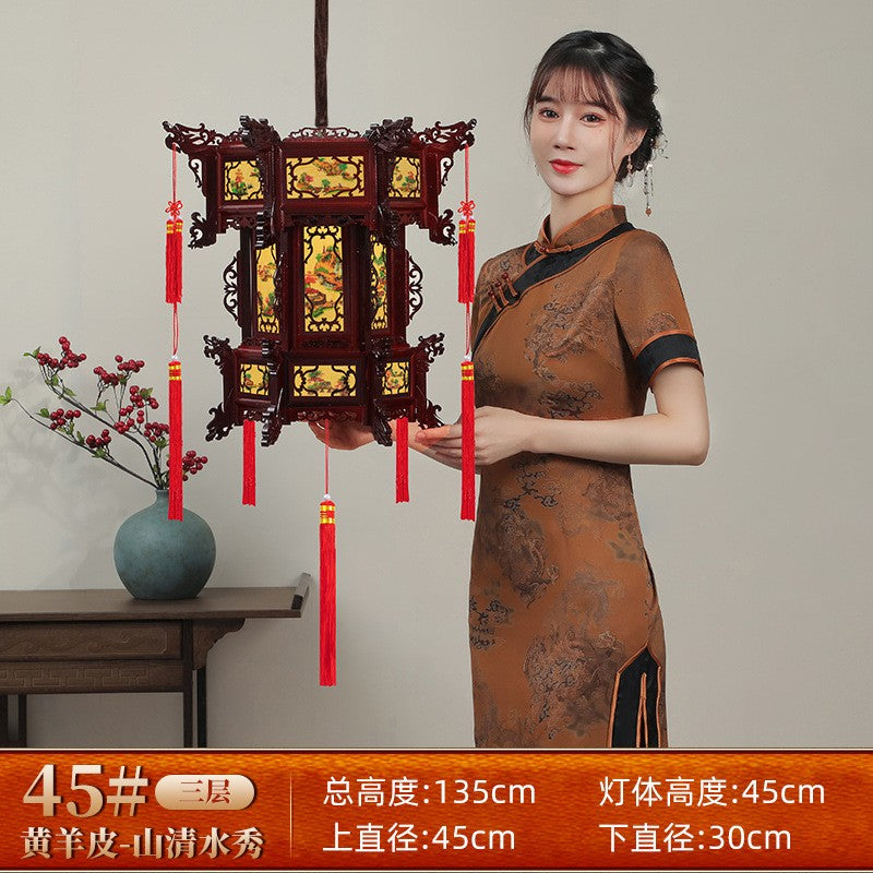 Palace Lantern Carved Wooden Chinese Lantern Balcony Red Outdoor Decoracion