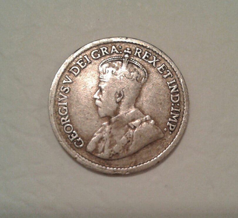 1919 5 Cents Canada George V with DEI GRATIA Silver Coin Old King Crown 乔治五世银币