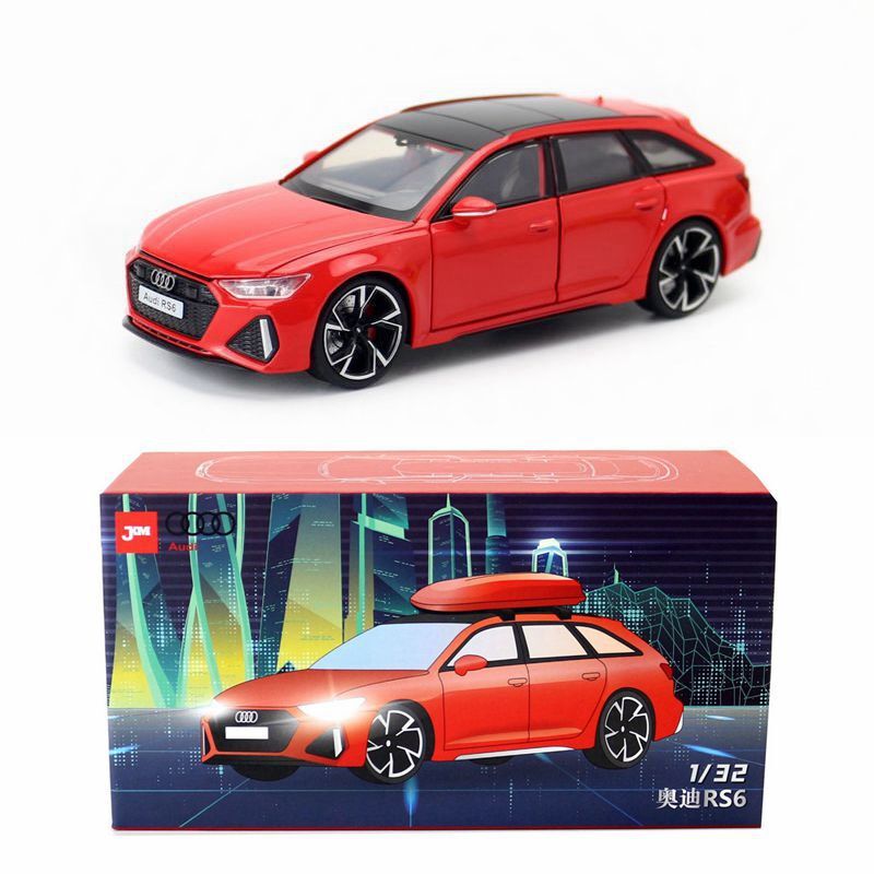 1:32 Diecast Audi RS6 2022 Metal Car Model Toy Door Open Sound Light Gift