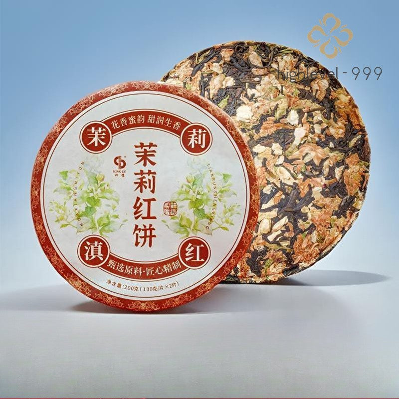 200g Yunnan Dian Hong Black Tea Cake Jasmine Ancient Tree Hand Tear Pu erh