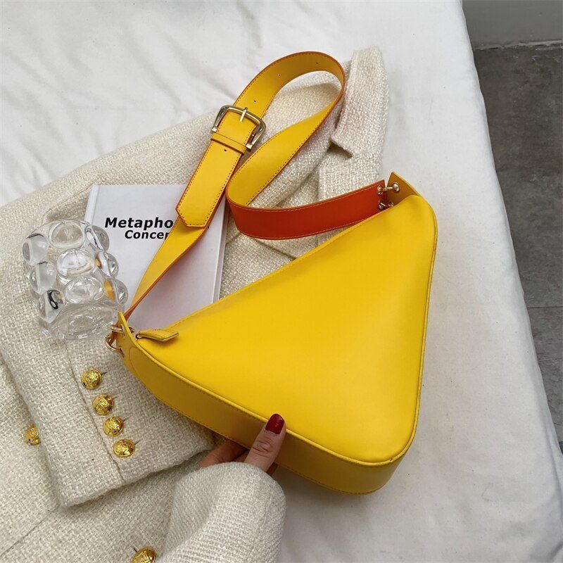 Triangular Shoulder Bag Tote Crossbody Purse Leather Messenger Bag 32*6*21.5 CM