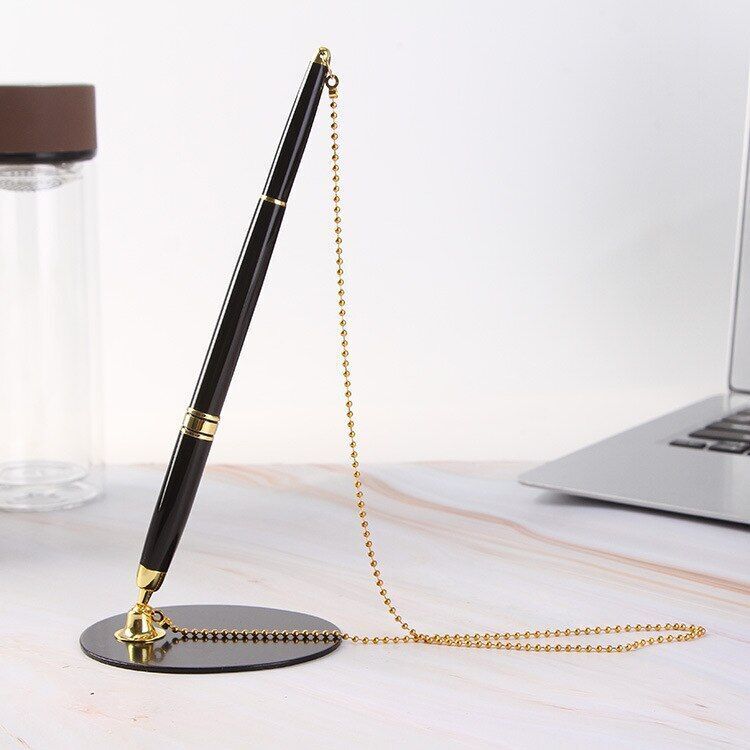 Ballpoint Pen Sticky Desk Chain Fixed Bank Counter Metal Writing Instrument 20cm