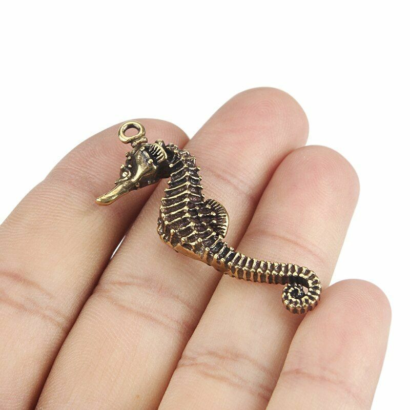 Seahorse Vintage Brass Hippocampus Keyring Pendants Copper Keychain Accessories