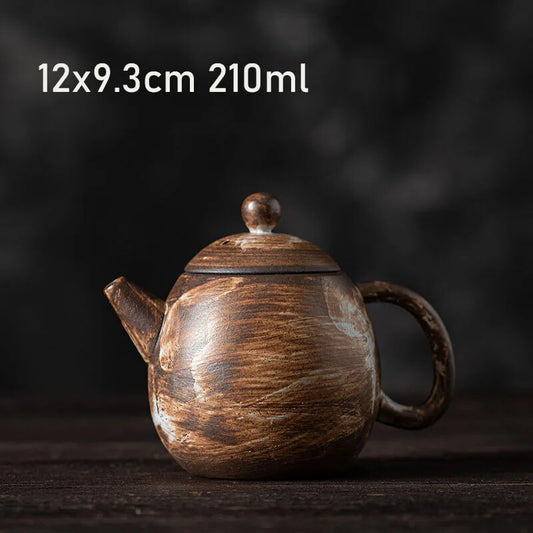 210ml Rough Pottery Shadow White Dragon Egg Pot Handmade Ceramic Teapot Tea