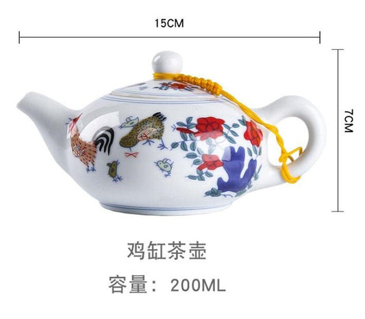 200ml Retro Chicken Pattern Teapot Kung Fu Tea Set Ceramic Creative Tea Kettle