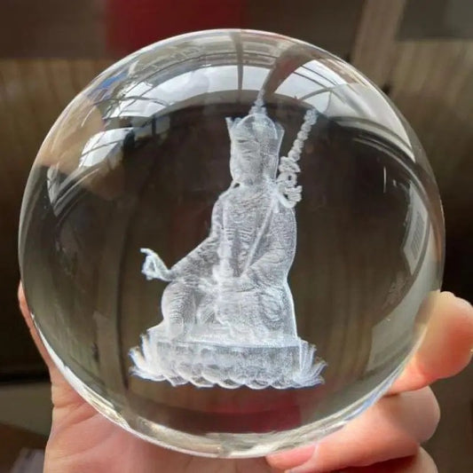 80mm Exquisitely Tibetan Buddhism Holy Crystal Ball Buddha Statue Decoration