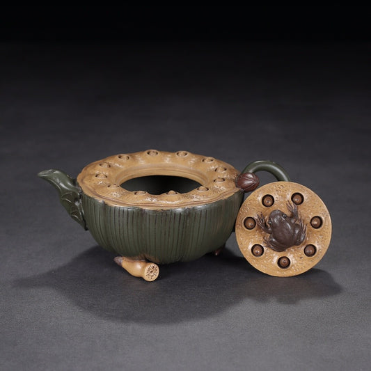 Chinese Zisha Purple Clay Teapot Handmade Frog Tea Pot Exquisite