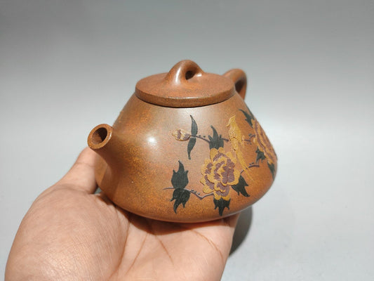 Chinese Yixing Zisha Clay Handmade Exquisite Flowers&Birds Teapot 31316