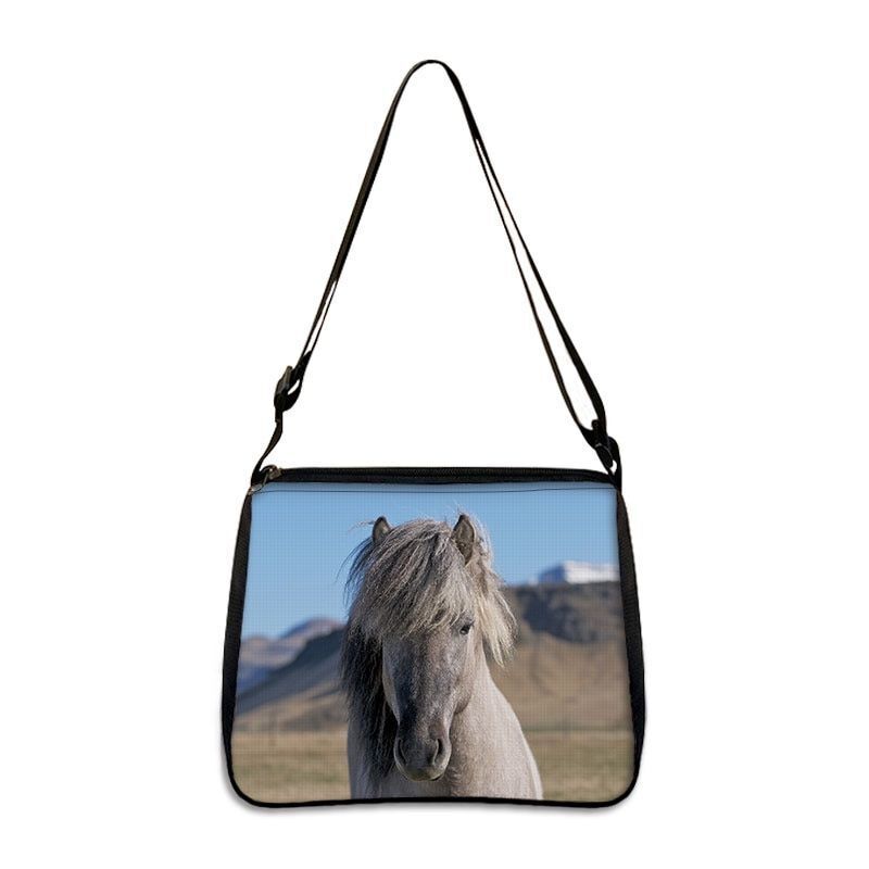 Horse Print Handbag Canvas Shoulder Bag Messenger Bags Travel Crossbody Nylon