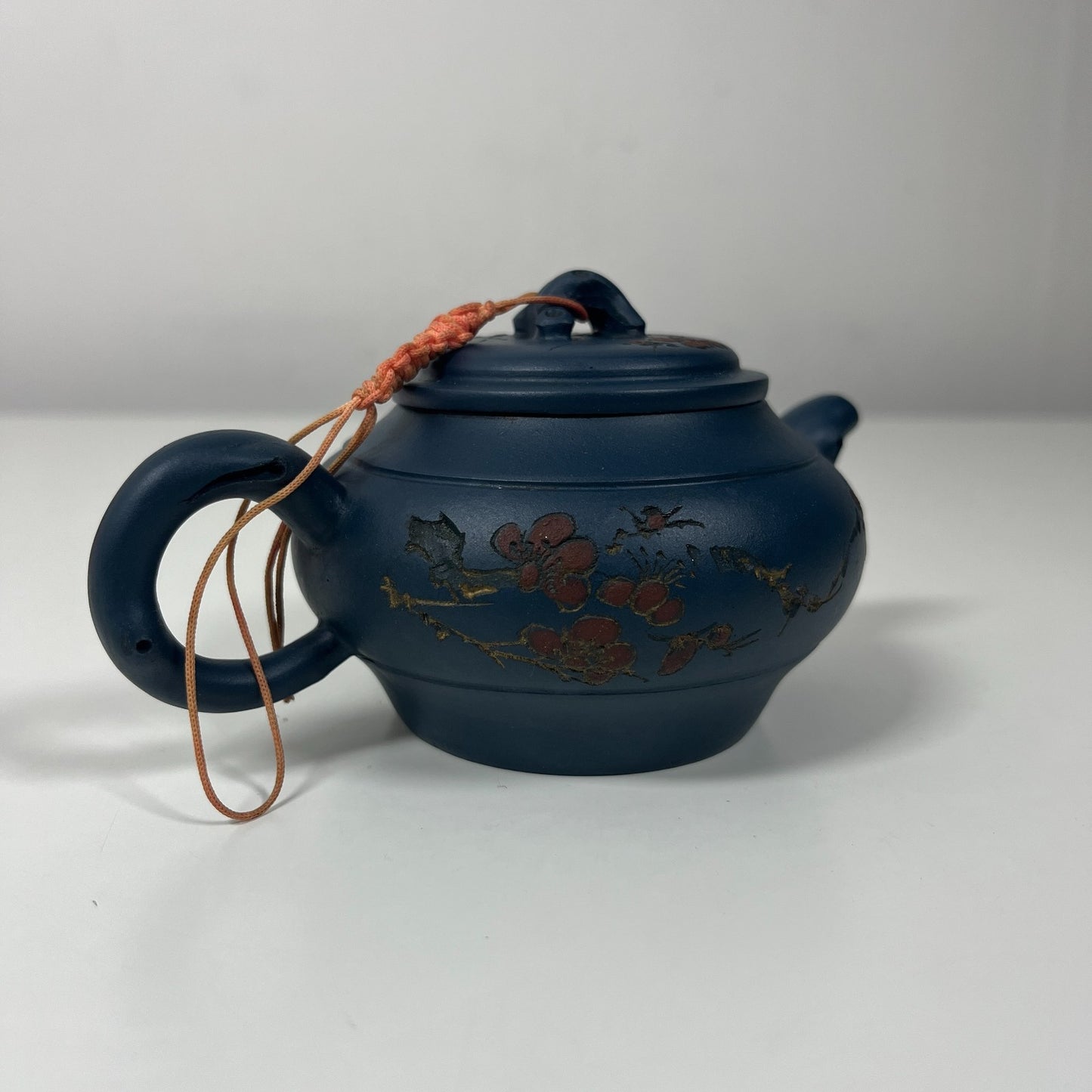 Chinese Yixing Dark Clay Zisha Style Hand Carved Scriptures Designs Teapot