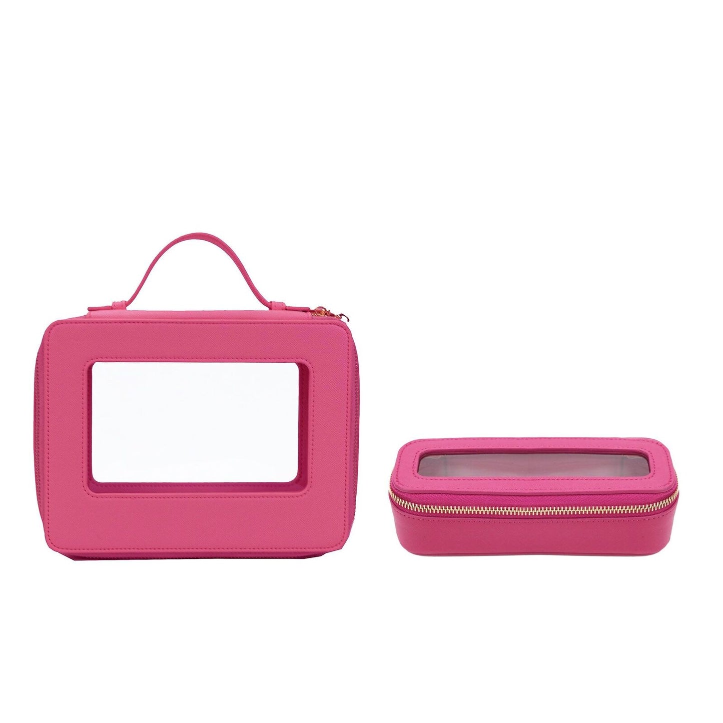 Genuine Leather Travel Cosmetic Bag Set Travel Clear PVC Cosmetic Bag TPU Wash