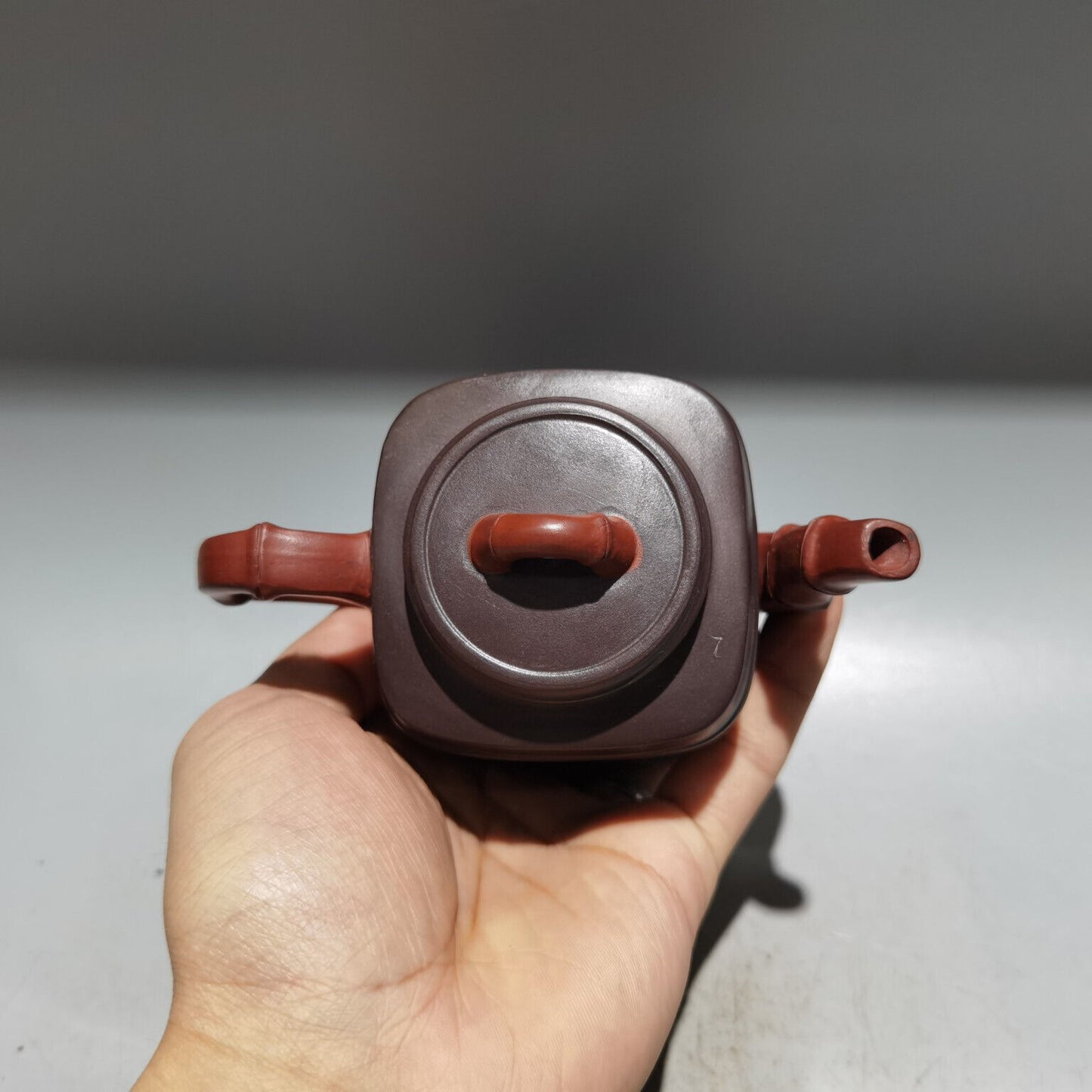 Chinese Yixing Zisha Clay Handmade Exquisite Teapot(四方竹韵壶 底款:顾景舟)